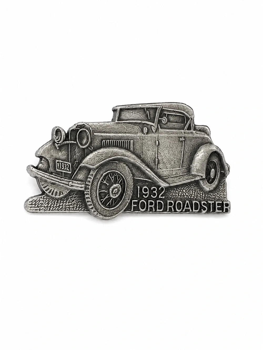 1932 Ford Roadster Car Brooch Pin Silver Tone Vintage Automobile Collectible